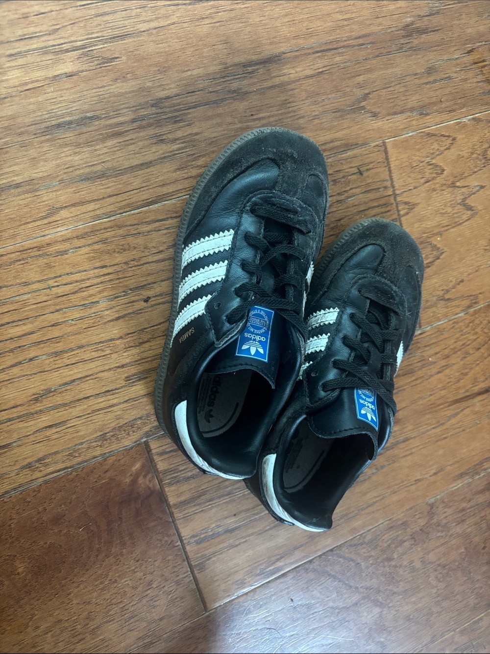adidas Kids Black with White Stripes Classic Sneakers